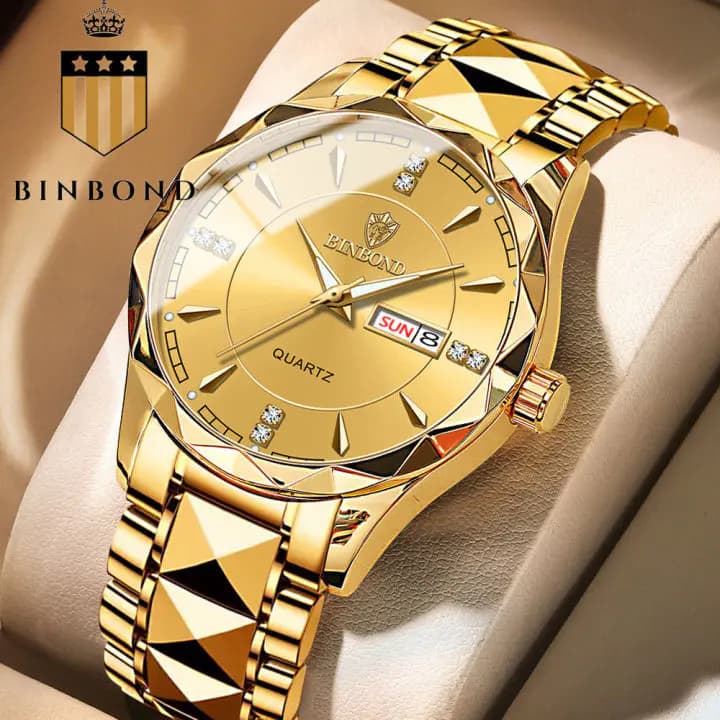 Bindbond Watch Luxury man's - golden