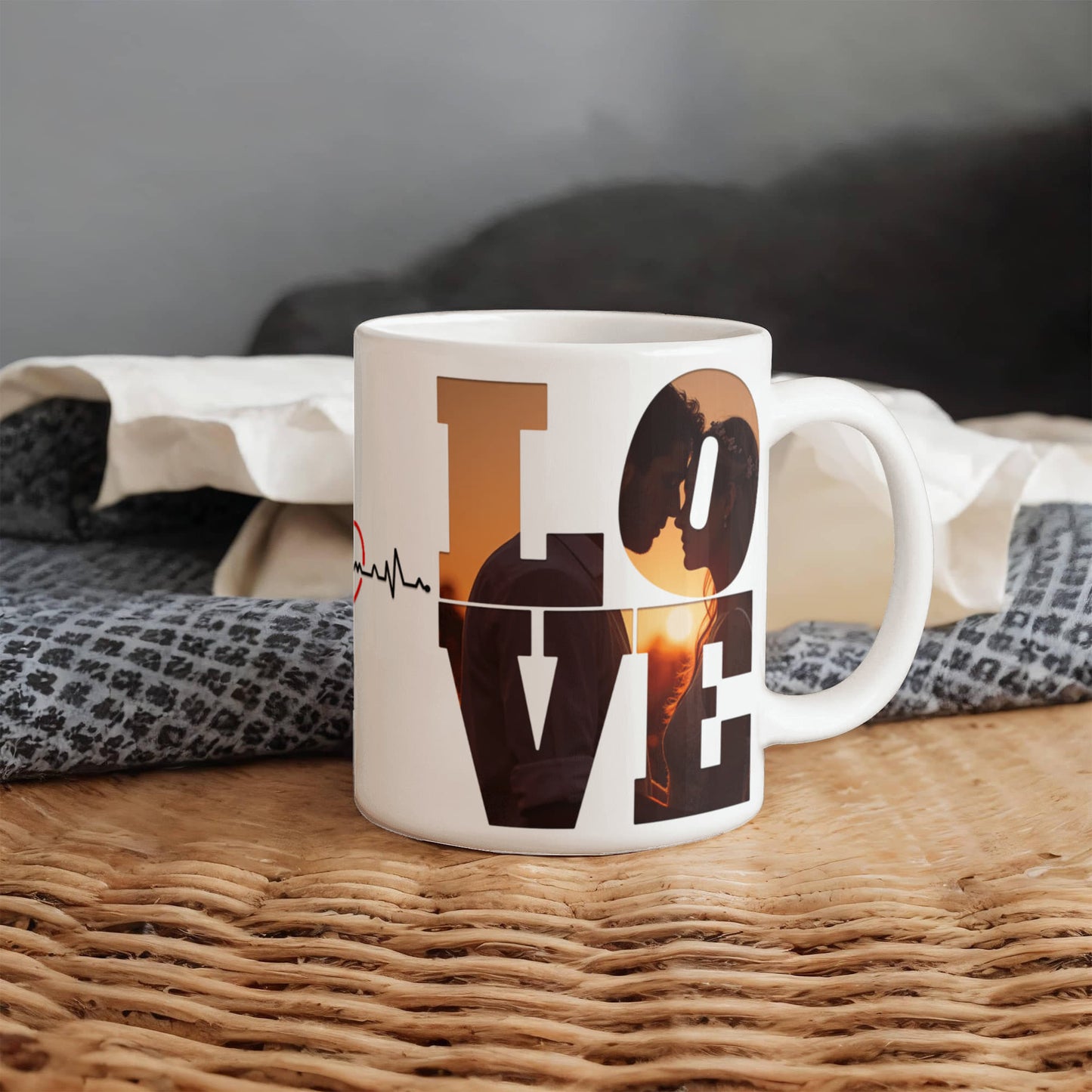 Heartbeat of Love – Customizable Photo Mug