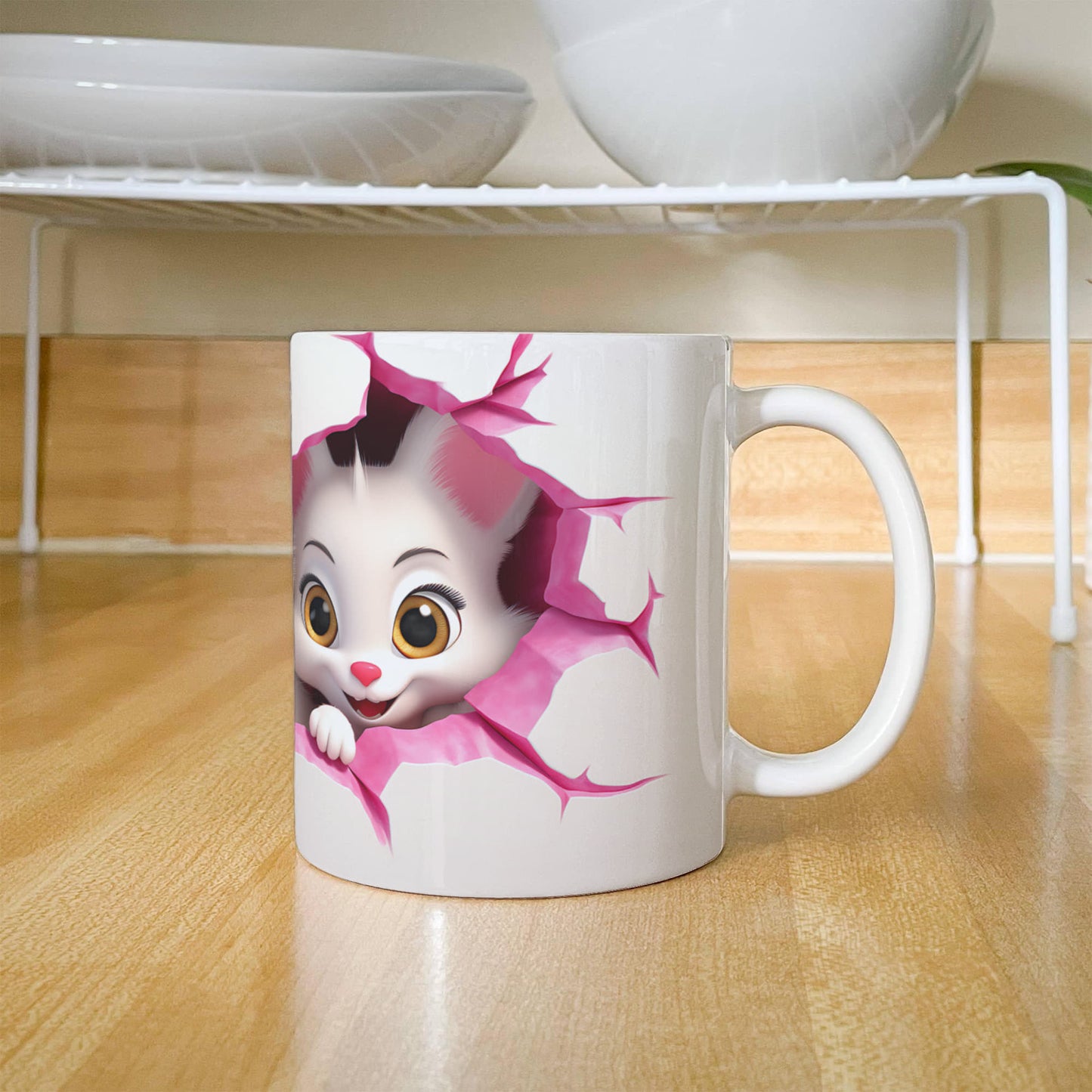 Peek-a-Boo Love: Cute Couple Cat Mug