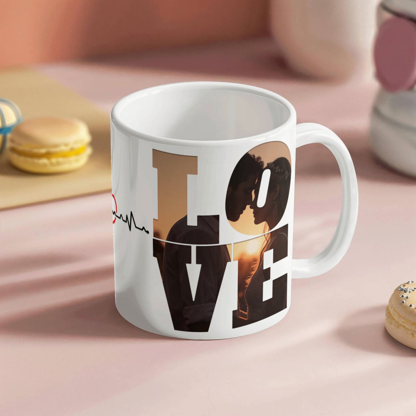 Heartbeat of Love – Customizable Photo Mug