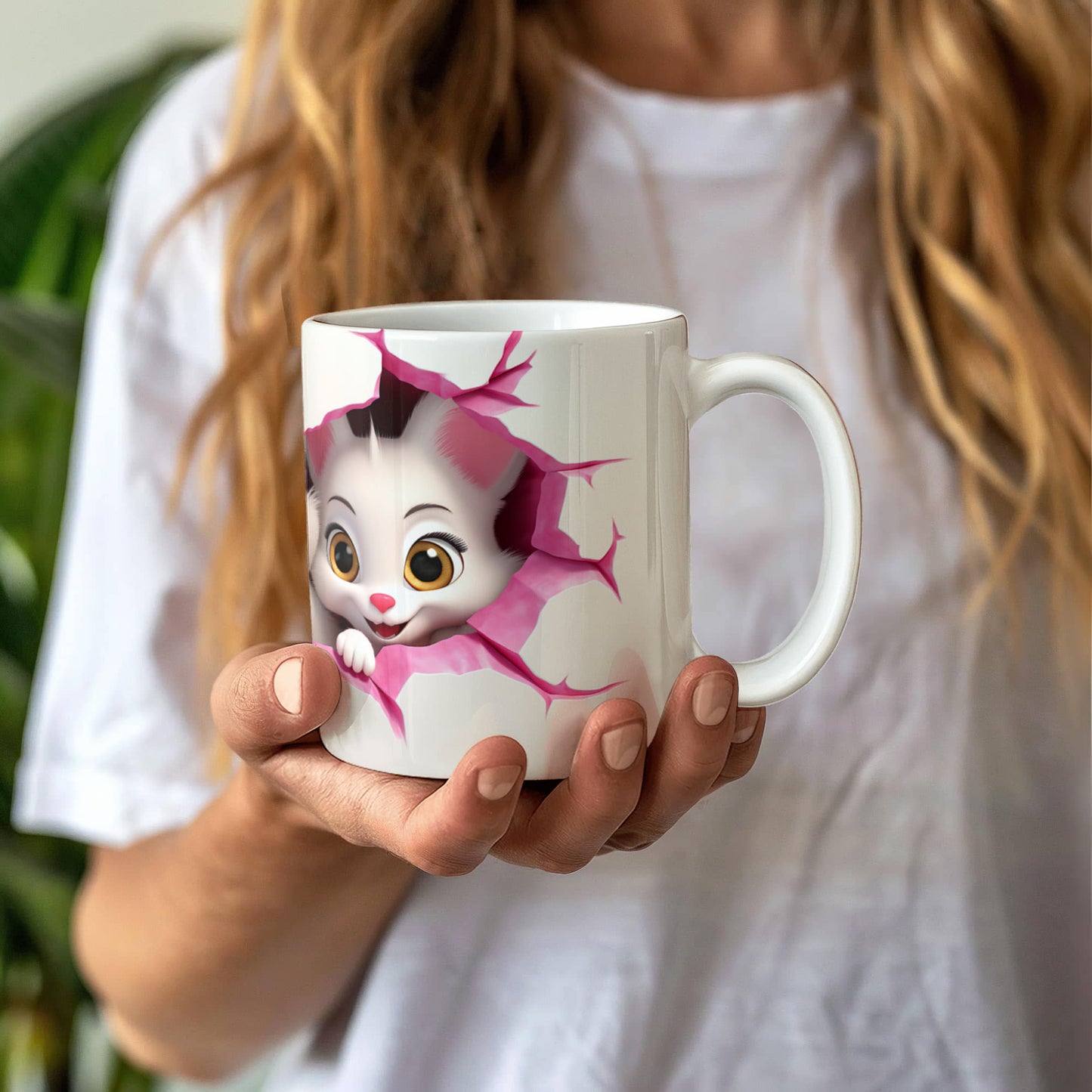 Peek-a-Boo Love: Cute Couple Cat Mug