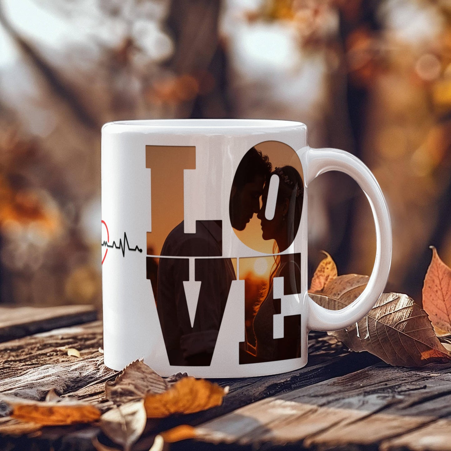 Heartbeat of Love – Customizable Photo Mug