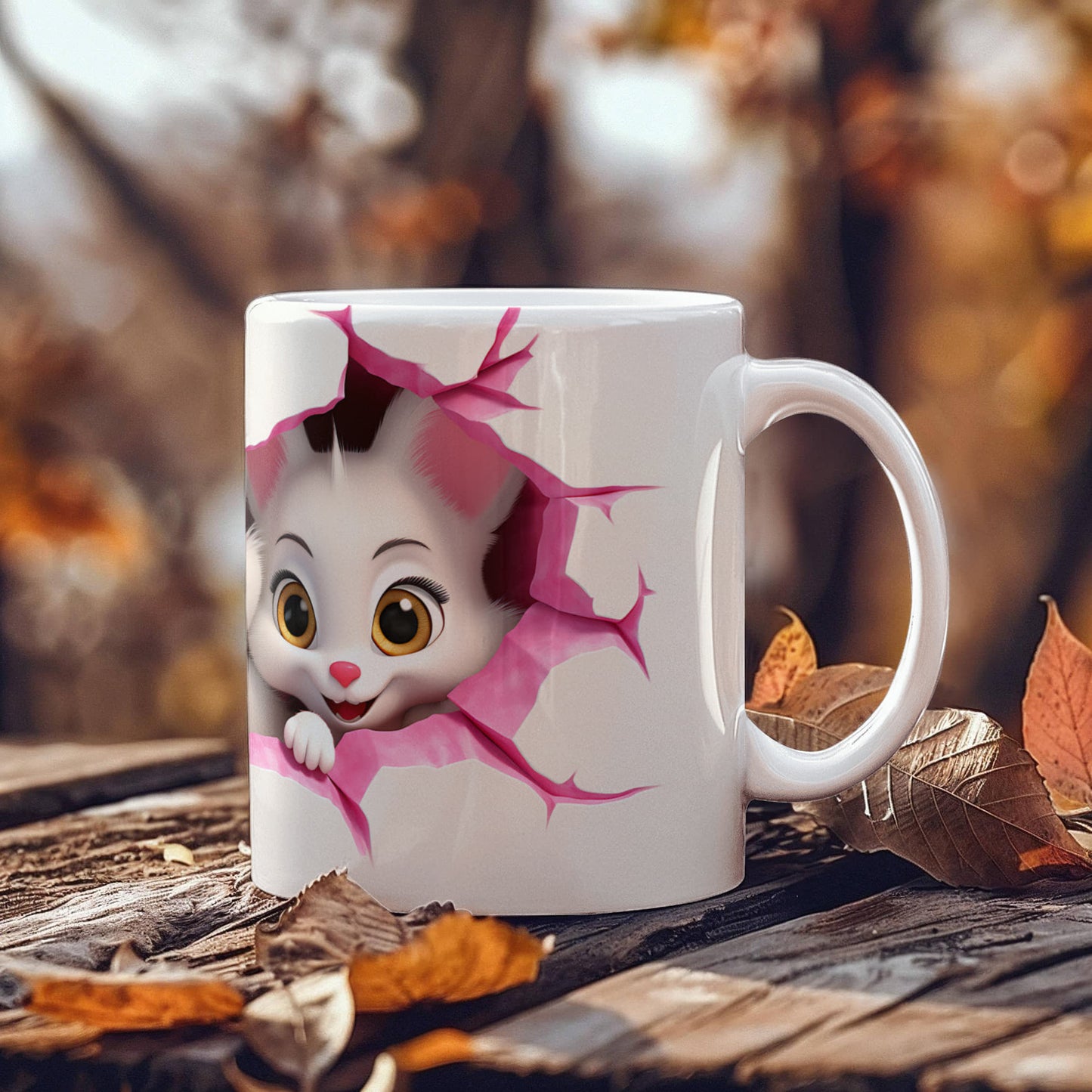 Peek-a-Boo Love: Cute Couple Cat Mug