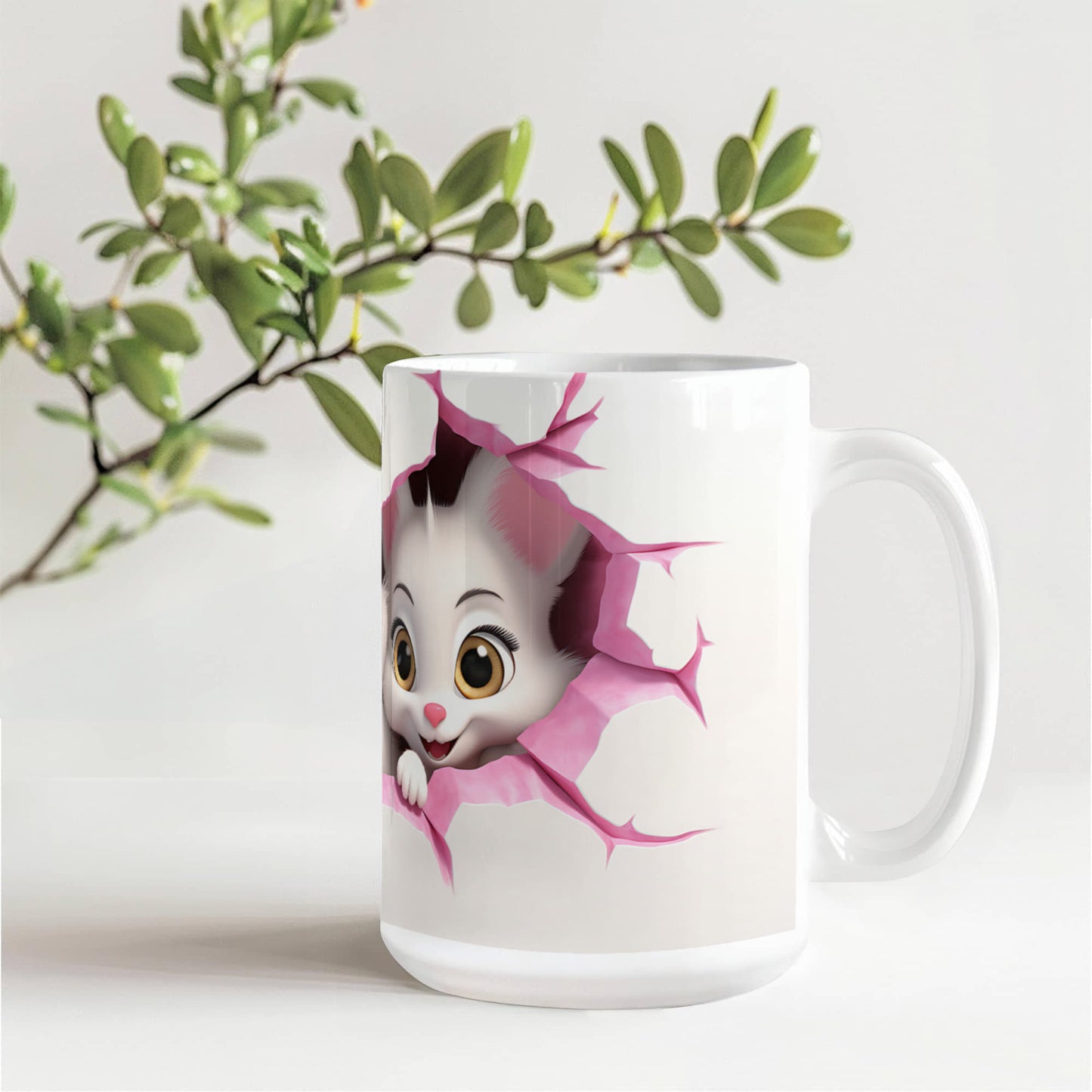 Peek-a-Boo Love: Cute Couple Cat Mug