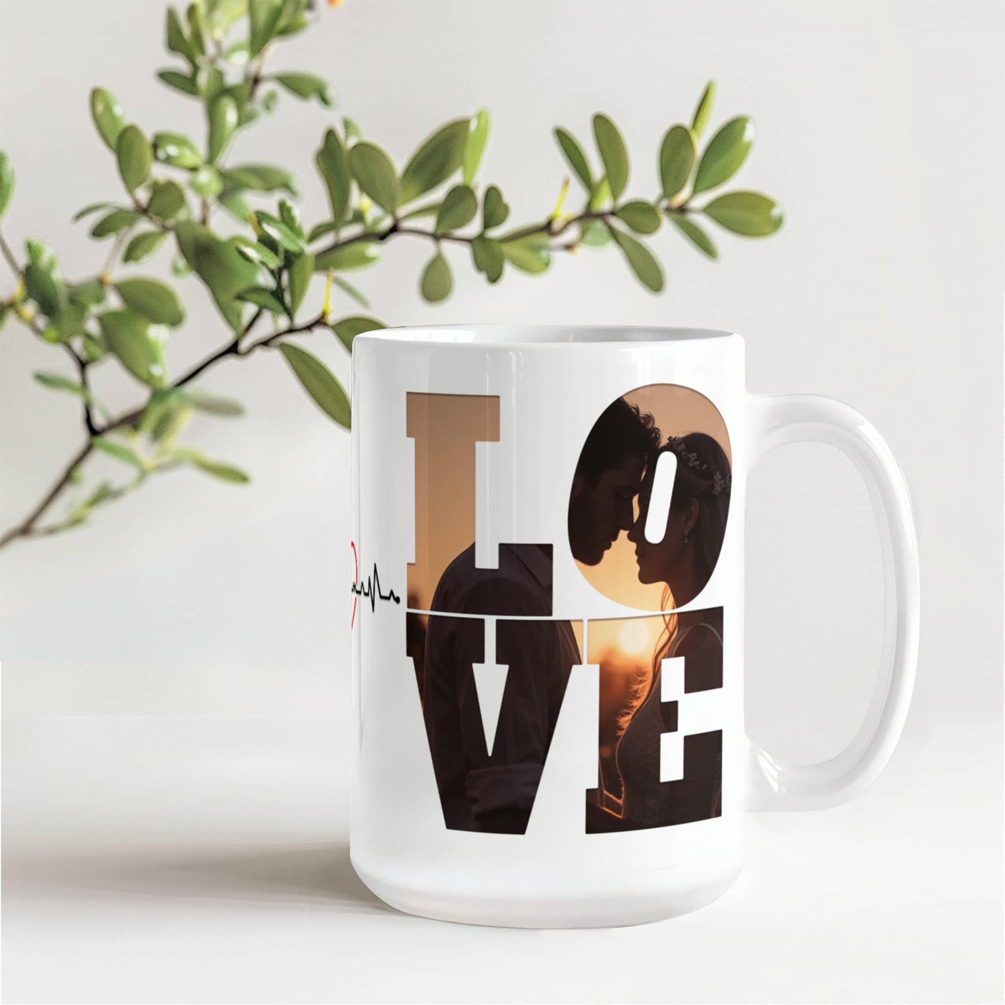 Heartbeat of Love – Customizable Photo Mug