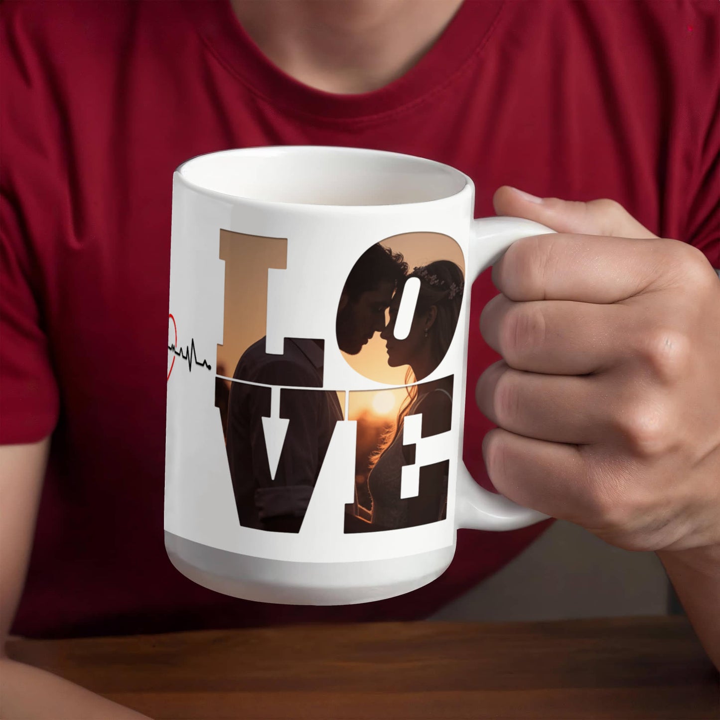 Heartbeat of Love – Customizable Photo Mug