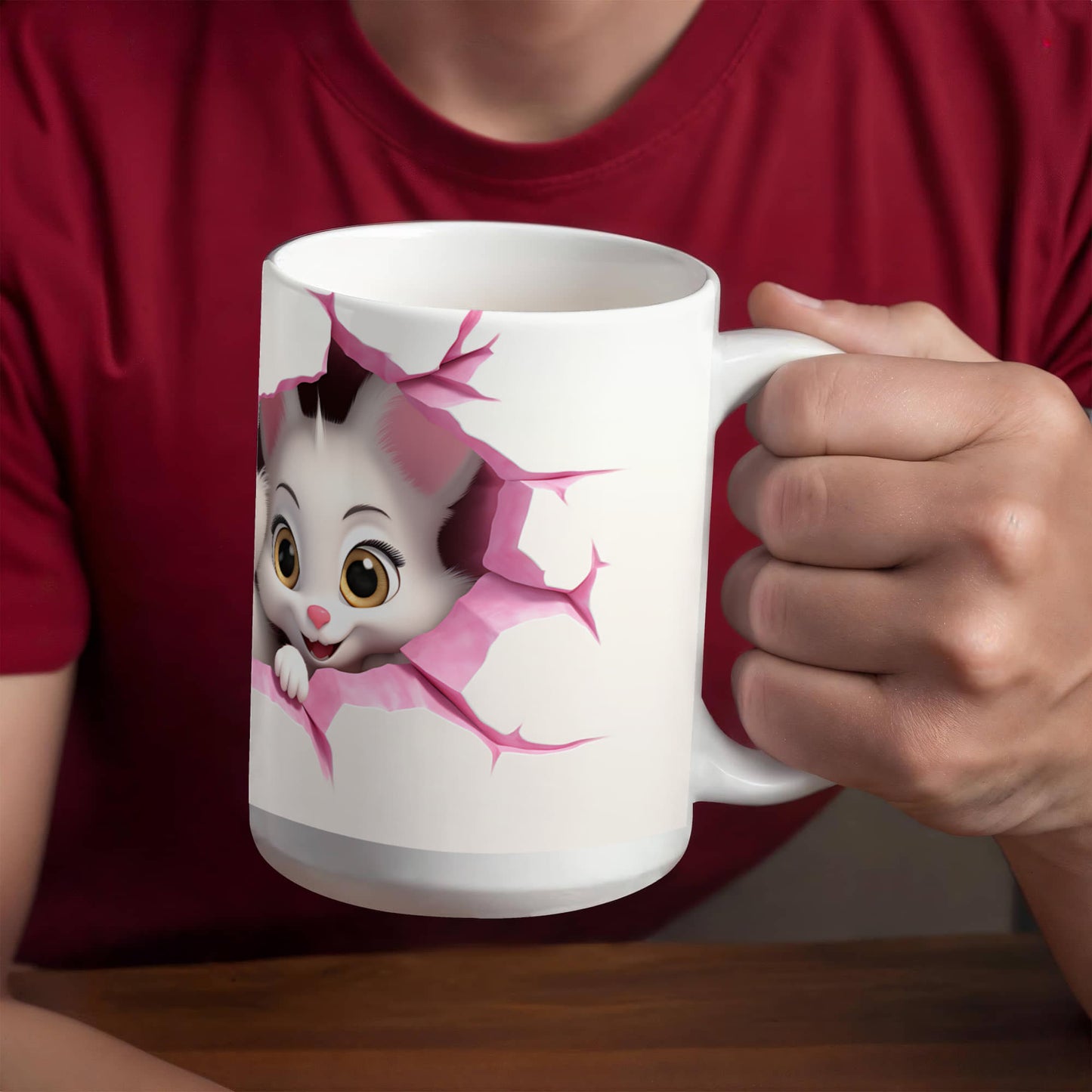 Peek-a-Boo Love: Cute Couple Cat Mug