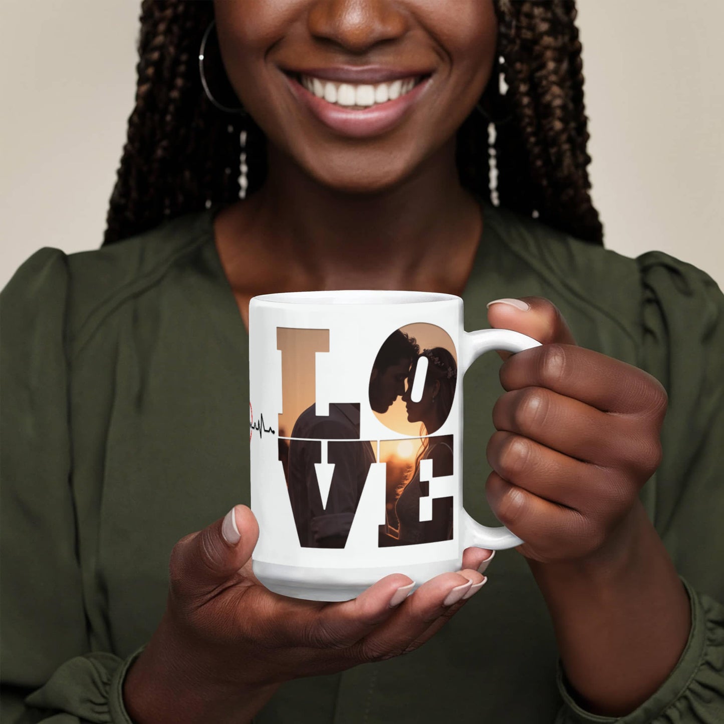 Heartbeat of Love – Customizable Photo Mug