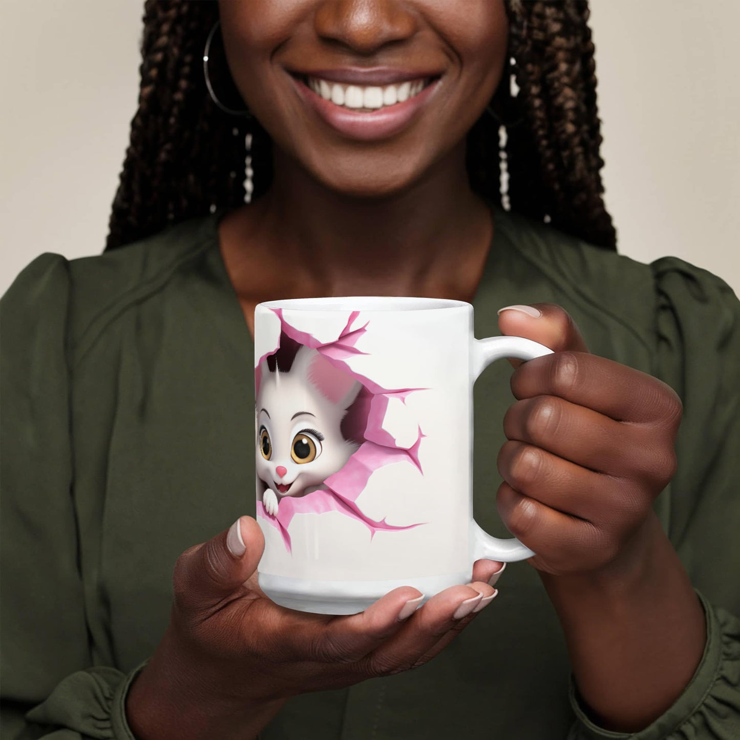 Peek-a-Boo Love: Cute Couple Cat Mug