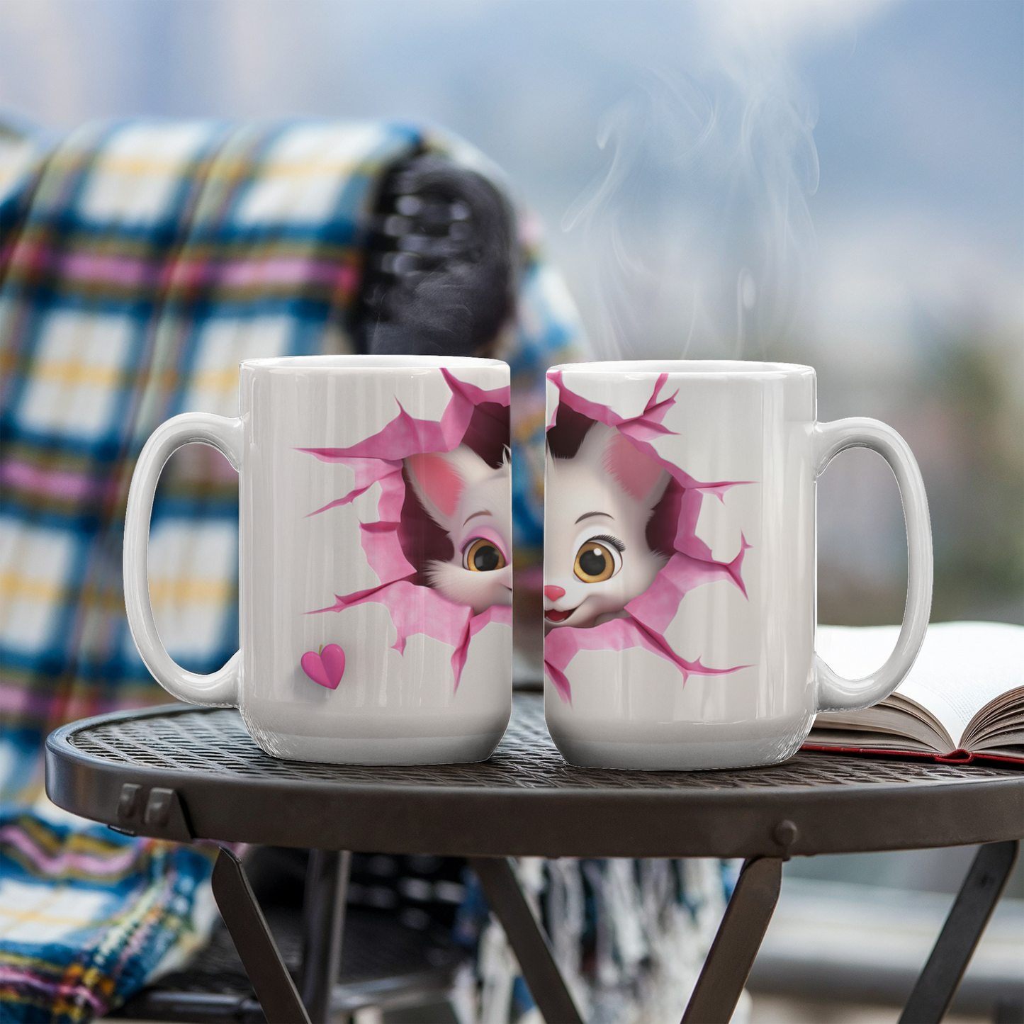 Peek-a-Boo Love: Cute Couple Cat Mug