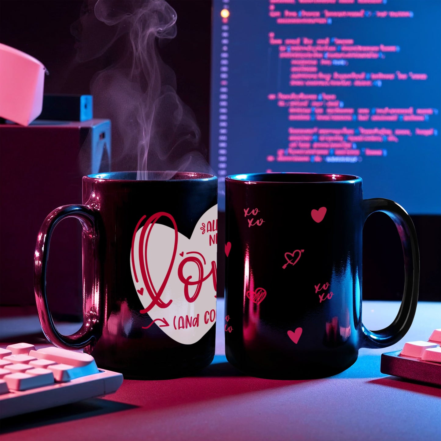 All You Need is Love (and Coffee) - Black Edition Mug