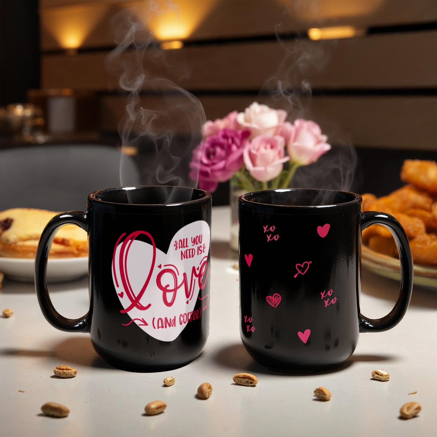 All You Need is Love (and Coffee) - Black Edition Mug